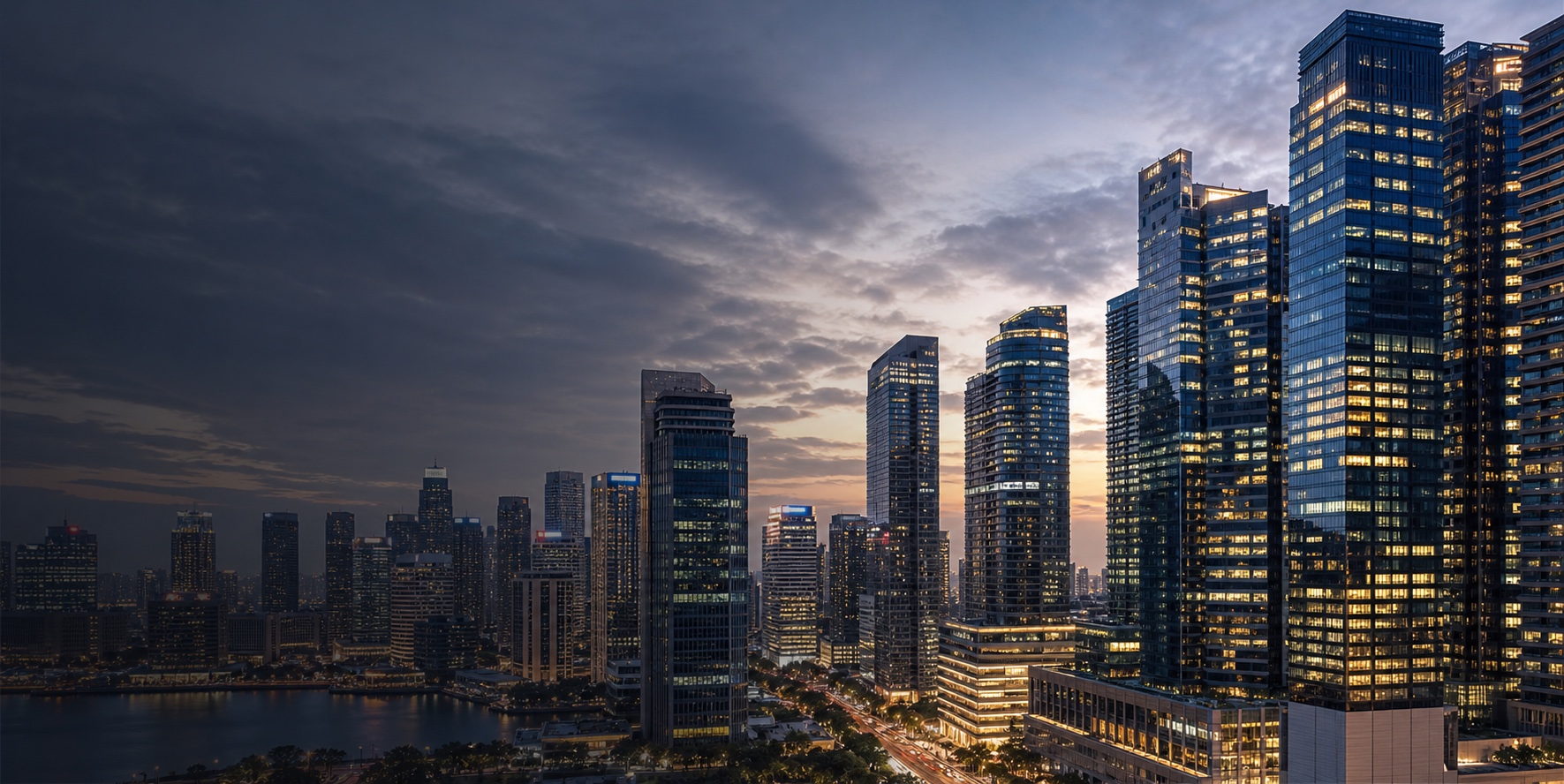 Singapore business district skyline